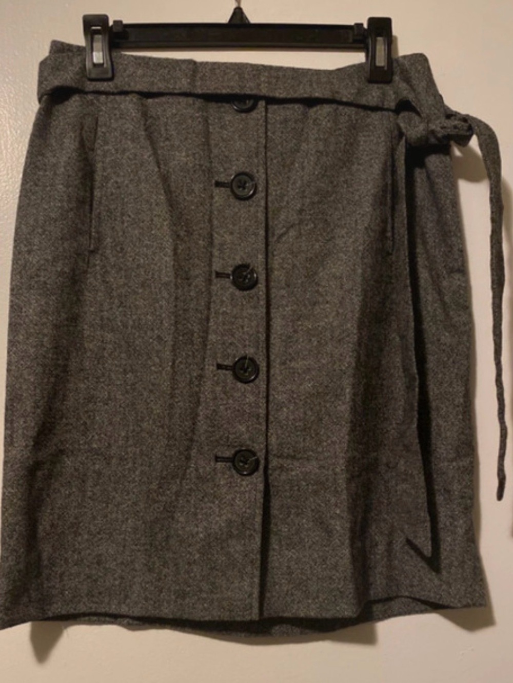 Banana Republic Gray Button-Front Mini Skirt with Waist Tie